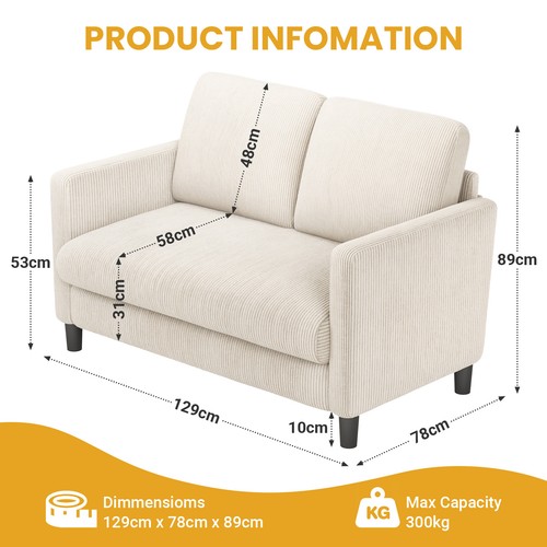 129 sitzer corduroy sofa - 129, 2