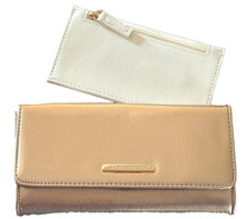 Damen Geldbörse XXL Portemonnaie Groß 2 in 1 Extra Etui Gold Bronze Glitzer Neu