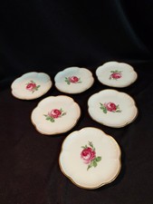 6 Gläser-Untersetzer / Anbiet-Teller Goldrand Rosen Reliefrand 1 A von AK Kaiser
