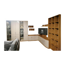 Musterring Wohnwand Kira Front Lack Crema Creme Korpus Eiche Sand Griff 