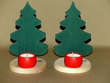 TALVEL Teelichthalter mit Tannenbaum Holz bunt 18 cm ~ Scandinavien Design