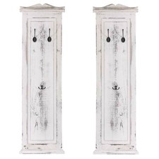 2er-Set Garderobe Wandgarderobe Wandhaken 109x28x3,5cm, Shabby-Look Vintage weiß