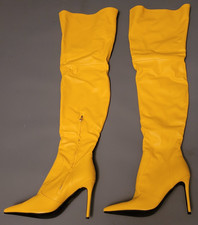 LAIGZEM Sexy Overknee Stiefel Reißverschl. Stilettoabs. gelb Gr. 47 -(102)