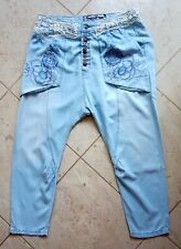 Desigual Damen Pump Harems Hose blau Hieppie Spitze W30 Gr 40 Lyocell