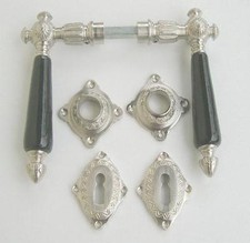 Jugendstil Türklinken / Türdrücker Nickel matt #3-BB-NMS Buntbart