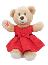 Build A Bear Teddy Bär Plüschtier Kleid rot Schleife 36 cm Stofftier Kuscheltier