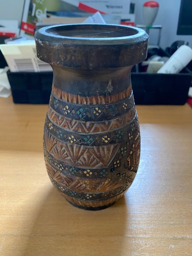 Vintage gedrechselte holzvasen - vintage,