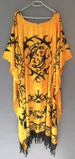 Kaftan Kleid lang GELB SCHWARZ keltisch XXL 2XL 3XL 4XL 52 54 56 58 60 -CM602