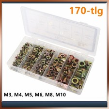 170-tlg Stahl Nietmutter-Sortiment Box Blindnietmuttern Satz Einnietmuttern Set