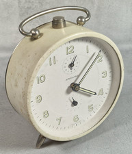 Junghans Wecker 50/60er Vintage mechanisch Metall cremefarben Retro Uhr Sammler