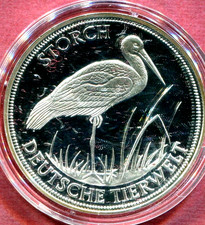 BRD Medaille 999/1000 Silber PP 2001  STORCH  BTN-Zertifikat Deutsche Tierwelt