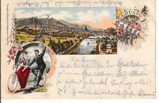 (156) Ansichtskarte: Cassel Kassel: Panorama, Tandem-Fahrrad; 1901
