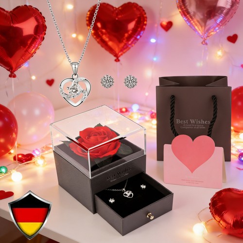 Ewige echte rose mit herz - echte,