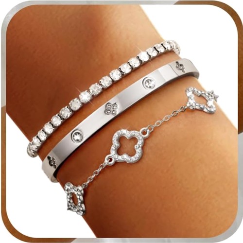 Edelstahl armband damen set - edelstahl,