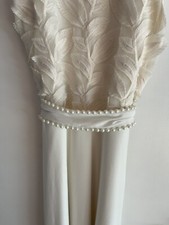 Ana Alcazar Kleid creme Rundhalsausschnitt Perlen Gr. 40