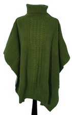 PONCHO Grün Zopfmuster