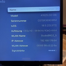 Apple TV (4. Generation) 32GB A1625 mit Fernbedienung und HDMI + Strom Kabel