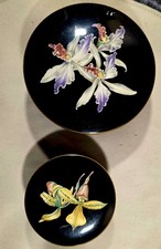 2× Villeroy & Boch Porzellan-Dosen Orchidee Schwarzer Glanz mit Goldrand 1. Wahl