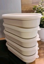 TUPPER-WARE ~ 5 x Fleißiges Lieschen  Eidgenosse Dose + Deckel weiß hell Vintage