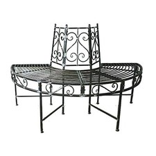 Baumbank Halbkreis 124x63x82cm Gartenbank Sitzbank Bank Eisenbank Rost-Optik