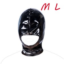 Lackleder Bondage Kopfhaube Maske Kopfbedeckung Offener Mund Reißverschluss DE