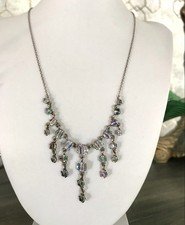 Antik Edel Art Déco 925 Silber Collier Halskette Rheinkiesel