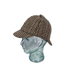 Barbour Tweed Deerstalker Hut Größe M Herren Hahnentritt 100% Wolle Klapp