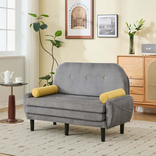 Schwarzer cord loveseat sofa - schwarzer, cord-loveseat-sofa