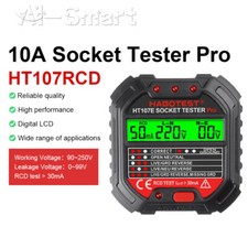 HT107 Steckdosentester Detektor RCD Masse Null Leitung Stecker Polarität Phasenprüfung Neu