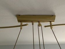 Bankamp-Leuchte, Messing, 3 Glas-Pendelleuchten, 2 Messing-Gewichte, höhenverst.