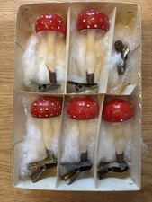 LAUSCHA - Figur 5 X Fliegenpilz Pilz - Christbaumschmuck Weihnachten - Antik