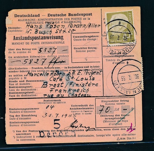 114137 auslandspostanweisung - 114137),