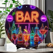 Blechschild rund Bar Partykeller Neon  TE1311