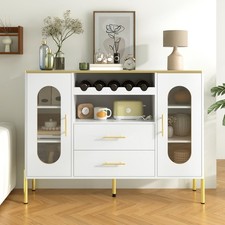 Sideboard Glasfronten & Weinregal Kommode Anrichte Beistellschrank 120x38x90 cm