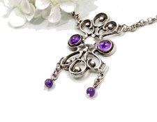 Sterling Silber Kette Amethyst 925/1000 Silber AMETHYST ANHÄNGER Sterling Silver