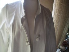 Damen Ledermantel Größe 40/42 Weiß Nappa Leder Kürschnerarbeit Taftfutter sehr g