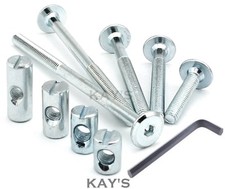 BETT & MÖBEL VERBINDUNGSSCHRAUBEN - KOMPLETT MIT TONNENMUTTERN & INBUSSCHLÜSSEL