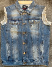 Leif Nelson Herren Jeans-Jacke-Weste Jeansweste blau Denim Gr M Neu