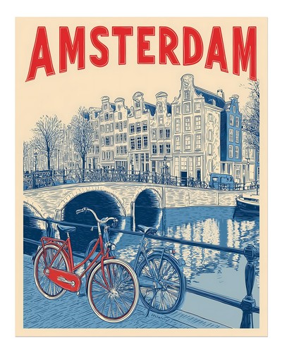 Amsterdam stadtbild wandbild - amsterdam,