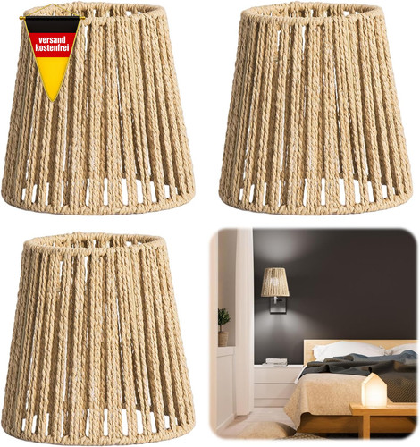 3er set lampenschirm rattan - set,