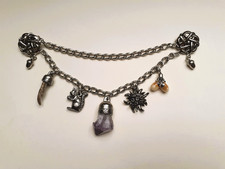Charivari Kette Trachtenschmuck silberfarbig Amethyst und weitere Anhänger