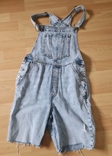 Latzhose, kurze Jeans Latzhose, H&M Divided, Used Look Gr. 36