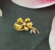 Brosche "Blume" 750 Gelbgold / Weißgold mit Brillanten