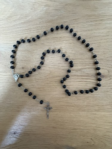 Rosenkranz schwarz mit kreuz - schwarz,