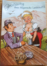 Ansichtskarte Postkarte Bayerische Landschaft Org. Funny Card - zum Oktoberfest