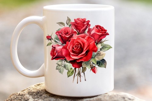 Aquarell rote rose tasse - rote,