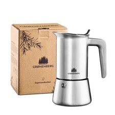 Groenenberg Espressokocher Edelstahl 6 Tassen (300 ml) | Espressokanne Induktion