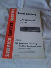 DDR Serviceanleitung Prominent 200-205  VEB Stern-Radio Sonneberg RFT