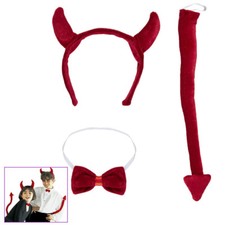 TEUFEL DRESS UP SET KINDER Teufel Kostüm Hörner Schwanz Halloween Karneval  2582