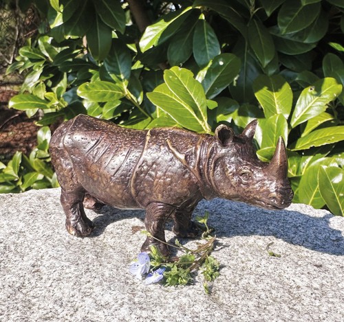 Bronzefigur nashorn 13cm lang - bronzefigur,